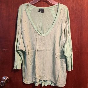 Anthropologie 3/4 length mint green top